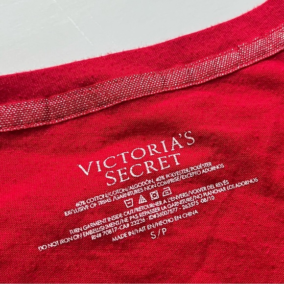 🩷VICTORIA SECRET LONG SLEEVE DRESS PAJAMAS RED SPARKLE SIZE SMALL COZY LOUNGE - Picture 10 of 13